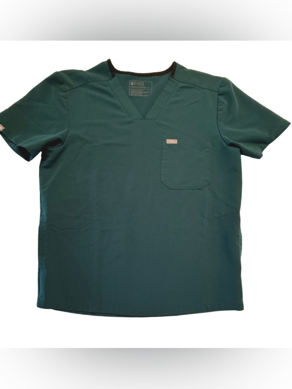 FIGS Scrub Top XL Green Shirt Technical Collection V Neck Pocket